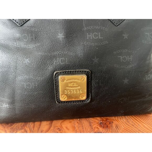 VTG HCL Designer Handcrafted Black Leather Handbag Tote W/Straps - Picture 3 of 14